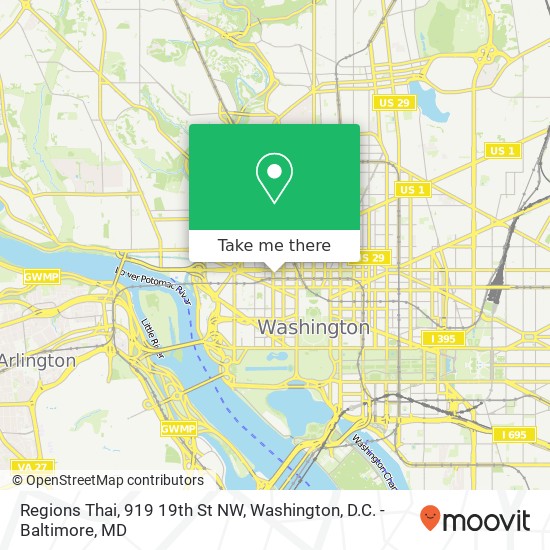 Regions Thai, 919 19th St NW map