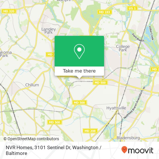 Mapa de NVR Homes, 3101 Sentinel Dr