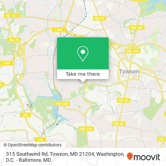 Mapa de 315 Southwind Rd, Towson, MD 21204