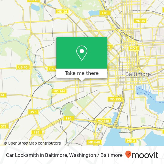 Car Locksmith in Baltimore, 1616 Hollins St map