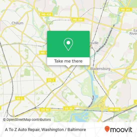 Mapa de A To Z Auto Repair, 3800 Rhode Island Ave