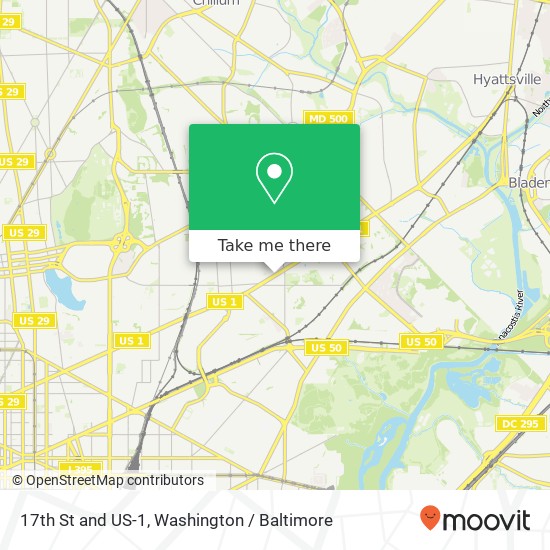 Mapa de 17th St and US-1, Washington, DC 20018