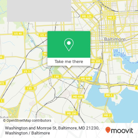 Mapa de Washington and Monroe St, Baltimore, MD 21230