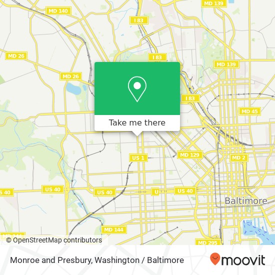 Monroe and Presbury, Baltimore, MD 21217 map