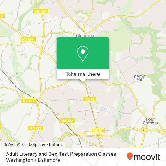 Mapa de Adult Literacy and Ged Test Preparation Classes, 11002 Veirs Mill Rd
