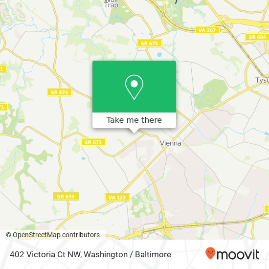 Mapa de 402 Victoria Ct NW, Vienna, VA 22180