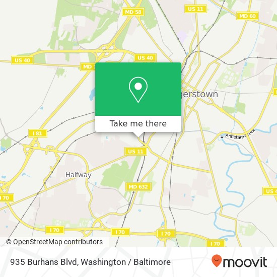 Mapa de 935 Burhans Blvd, Hagerstown, MD 21740