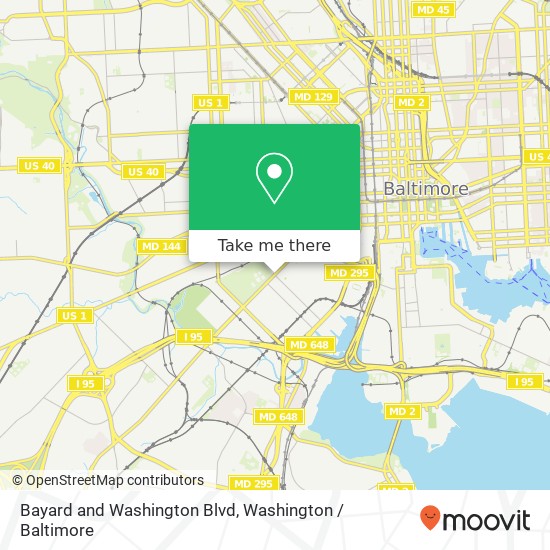 Bayard and Washington Blvd, Baltimore, MD 21223 map