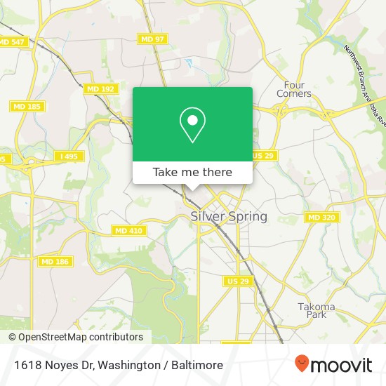 Mapa de 1618 Noyes Dr, Silver Spring, MD 20910