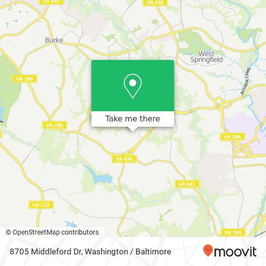 Mapa de 8705 Middleford Dr, Springfield, VA 22153