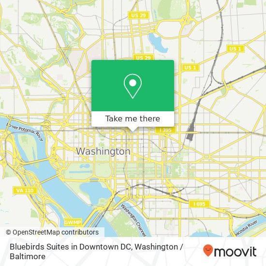 Bluebirds Suites in Downtown DC, 825 10th St NW map