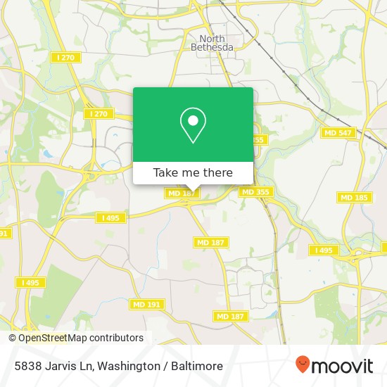 Mapa de 5838 Jarvis Ln, Bethesda, MD 20814