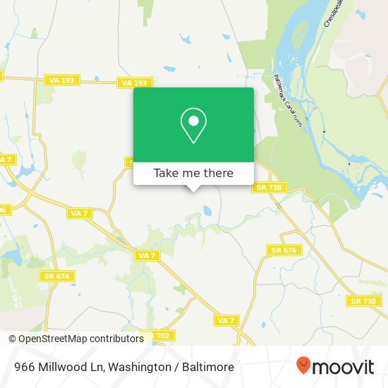 966 Millwood Ln, Great Falls, VA 22066 map