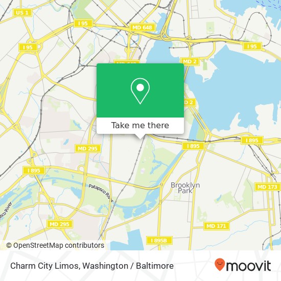 Charm City Limos, Baltimore St map