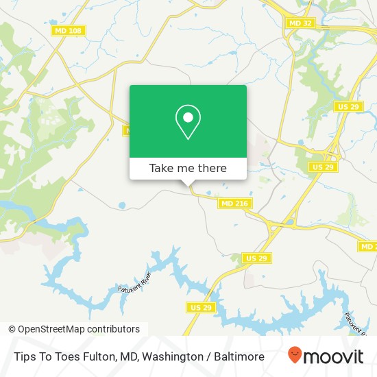 Tips To Toes Fulton, MD map