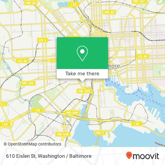 Mapa de 610 Eislen St, Baltimore, MD 21230