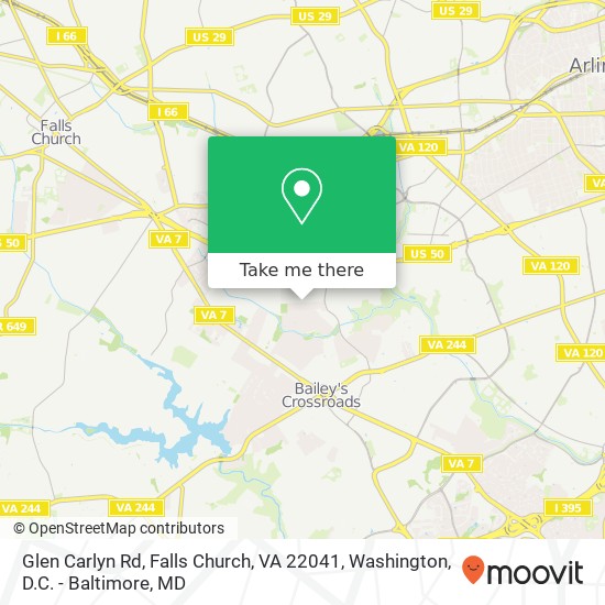 Mapa de Glen Carlyn Rd, Falls Church, VA 22041