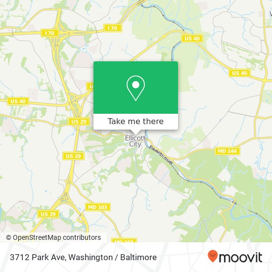 Mapa de 3712 Park Ave, Ellicott City, MD 21043