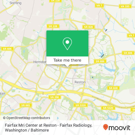 Mapa de Fairfax Mri Center at Reston - Fairfax Radiology, 100 Elden St