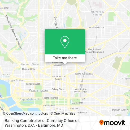 Mapa de Banking Comptroller of Currency Office of