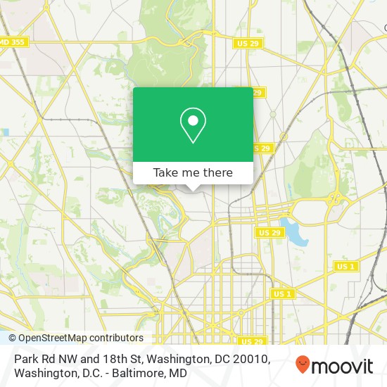 Park Rd NW and 18th St, Washington, DC 20010 map
