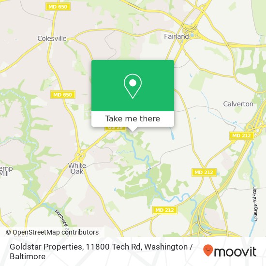 Mapa de Goldstar Properties, 11800 Tech Rd