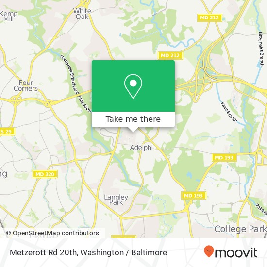 Mapa de Metzerott Rd 20th, Hyattsville (ADELPHI), MD 20783