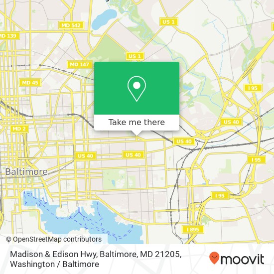 Mapa de Madison & Edison Hwy, Baltimore, MD 21205