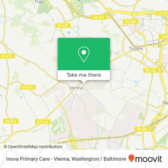 Inova Primary Care - Vienna, 130 Park St SE map