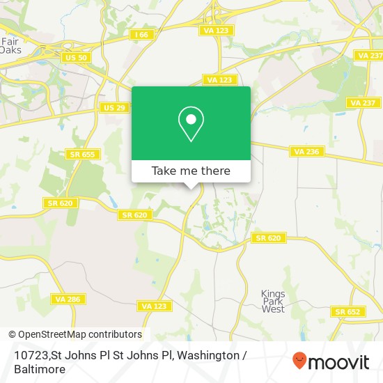 Mapa de 10723,St Johns Pl St Johns Pl, Fairfax, VA 22030