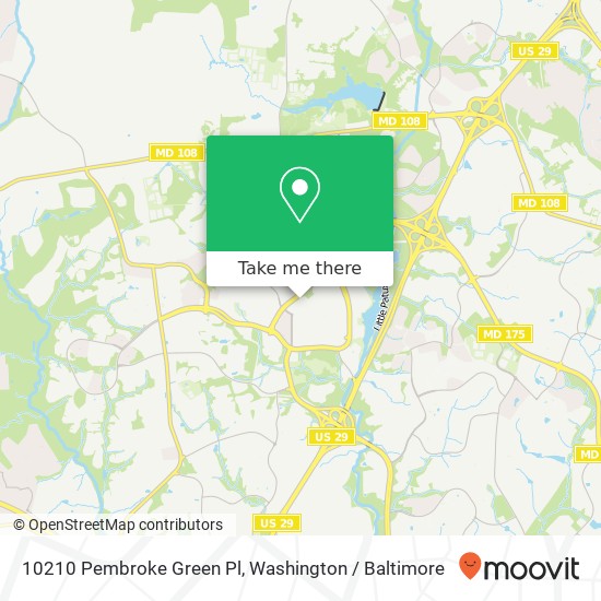 Mapa de 10210 Pembroke Green Pl, Columbia, MD 21044