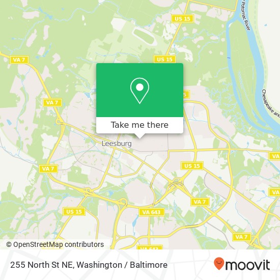 Mapa de 255 North St NE, Leesburg, VA 20176