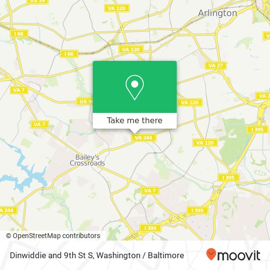 Mapa de Dinwiddie and 9th St S, Arlington (SOUTH), VA 22204