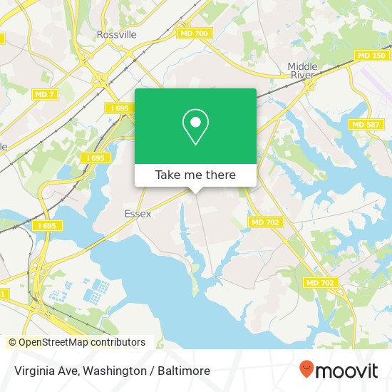 Virginia Ave, Essex, MD 21221 map