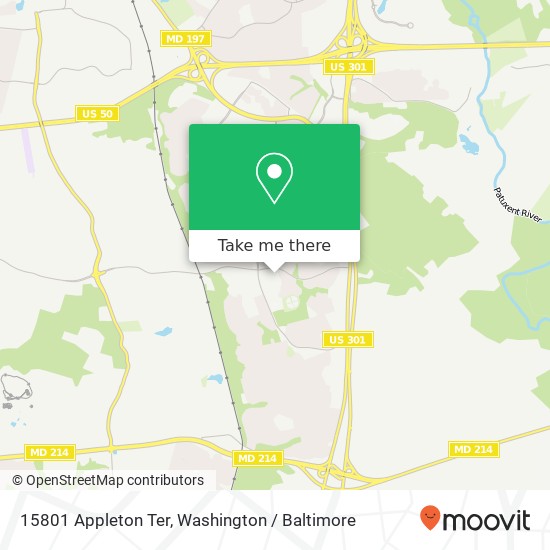 Mapa de 15801 Appleton Ter, Bowie, MD 20716