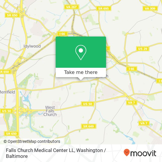 Mapa de Falls Church Medical Center LL, 900 S Washington St