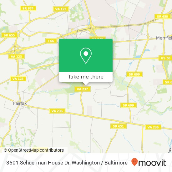 Mapa de 3501 Schuerman House Dr, Fairfax, VA 22031