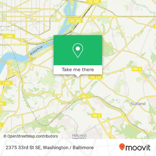 Mapa de 2375 33rd St SE, Washington, DC 20020