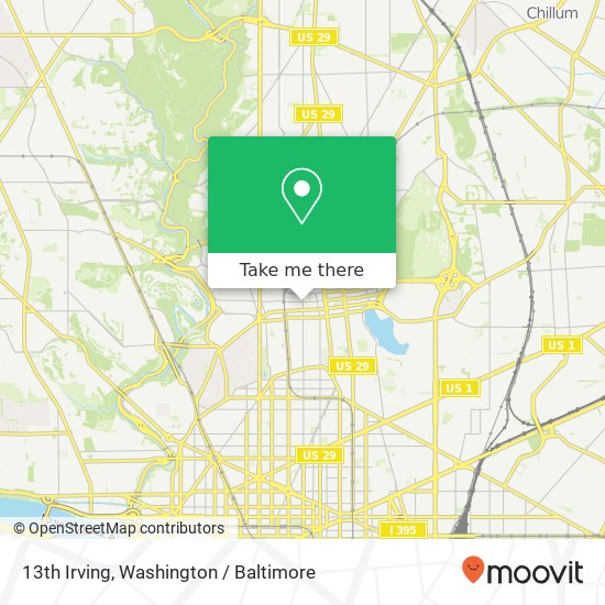 Mapa de 13th Irving, Washington, DC 20010