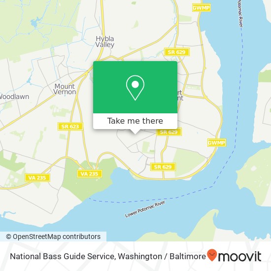 Mapa de National Bass Guide Service, 8619 Camden St