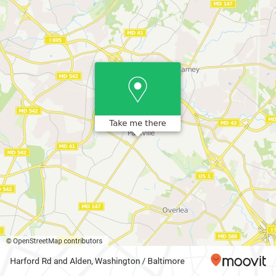 Harford Rd and Alden, Parkville, MD 21234 map
