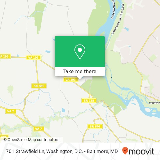 Mapa de 701 Strawfield Ln, Great Falls, VA 22066