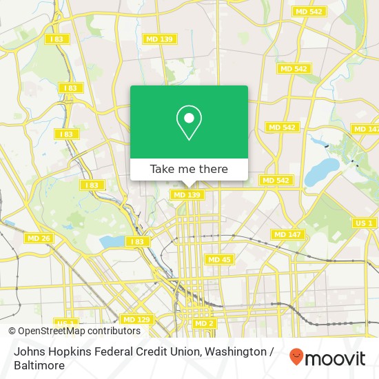 Mapa de Johns Hopkins Federal Credit Union