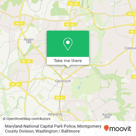 Mapa de Maryland-National Capital Park Police, Montgomery County Division