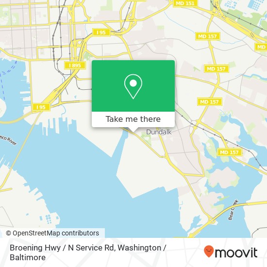 Mapa de Broening Hwy / N Service Rd, Dundalk, MD 21222
