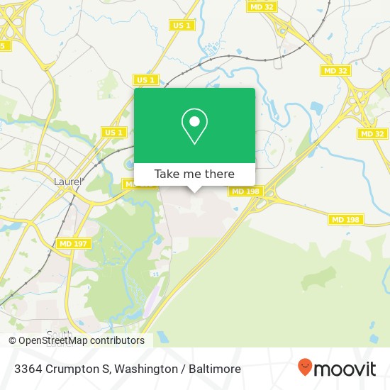 Mapa de 3364 Crumpton S, Laurel, MD 20724