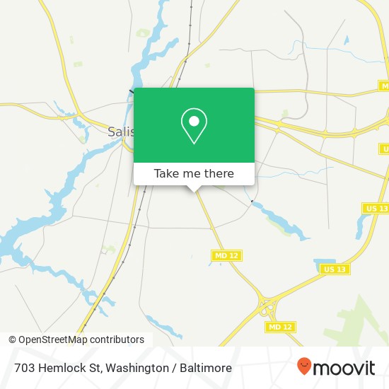Mapa de 703 Hemlock St, Salisbury, MD 21804