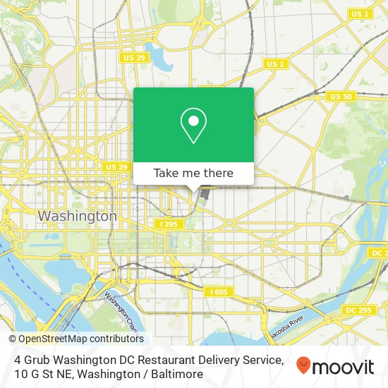 Mapa de 4 Grub Washington DC Restaurant Delivery Service, 10 G St NE