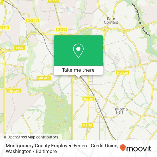 Mapa de Montgomery County Employee Federal Credit Union, 8380 Colesville Rd