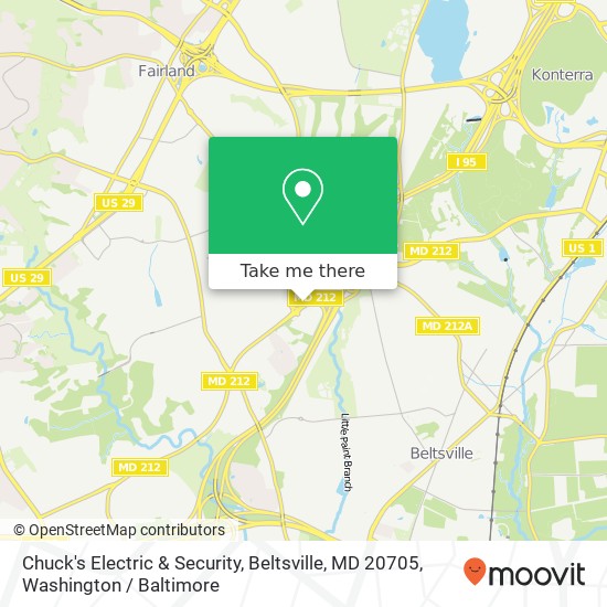 Mapa de Chuck's Electric & Security, Beltsville, MD 20705